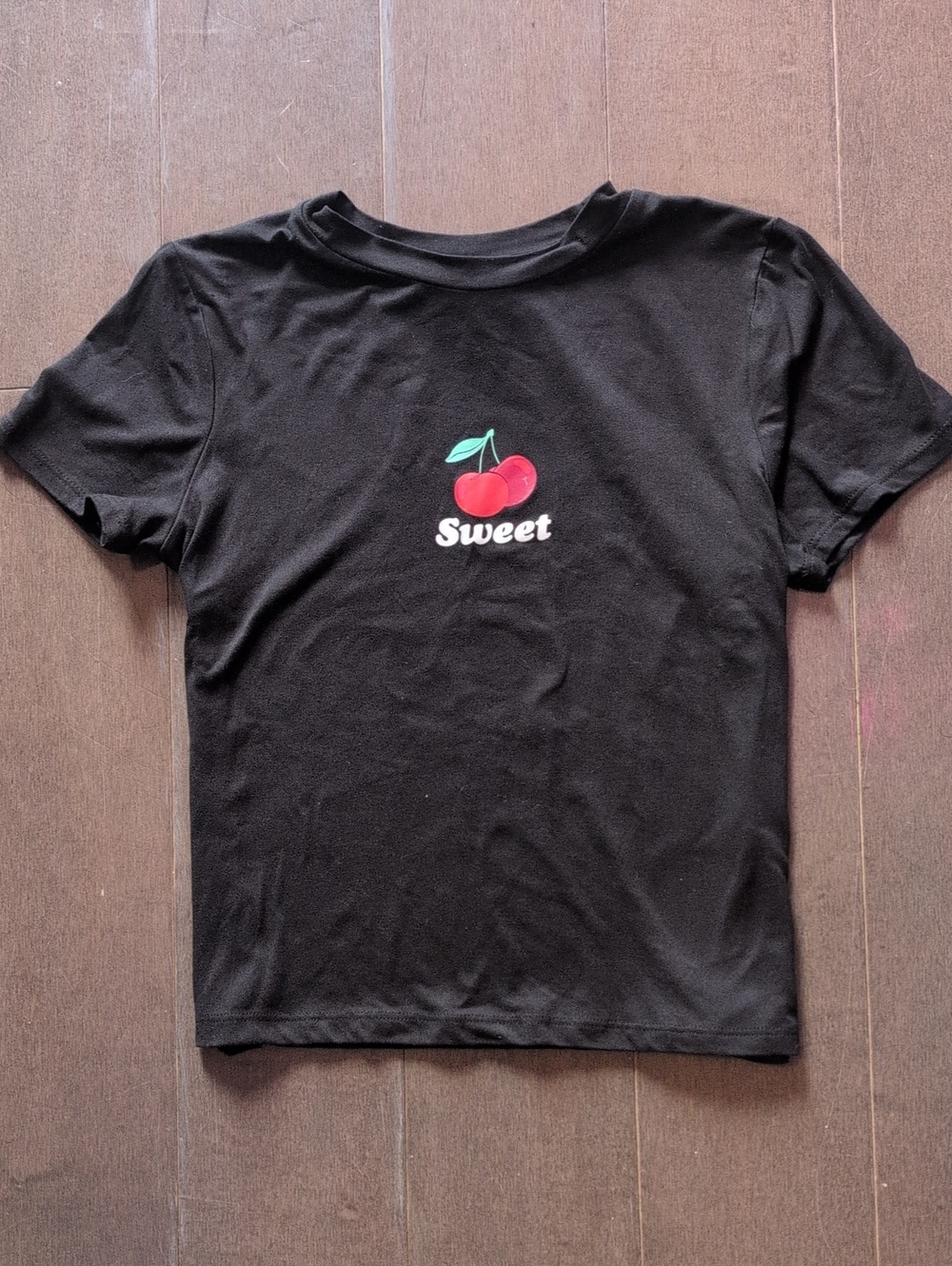 PLAYBOY Black Crop Top with Cherries